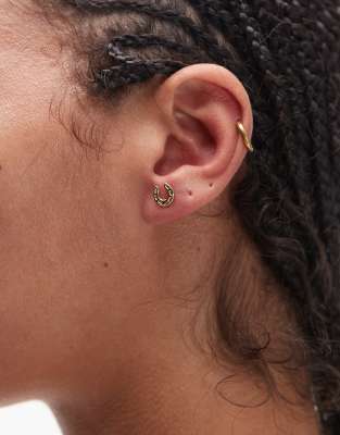 Seol + Gold - Boucles d'oreilles fer à cheval en vermeil avec or 18 carats-Doré
