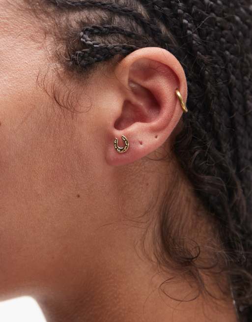 Seol + Gold - Boucles d'oreilles fer à cheval en vermeil avec or 18 carats