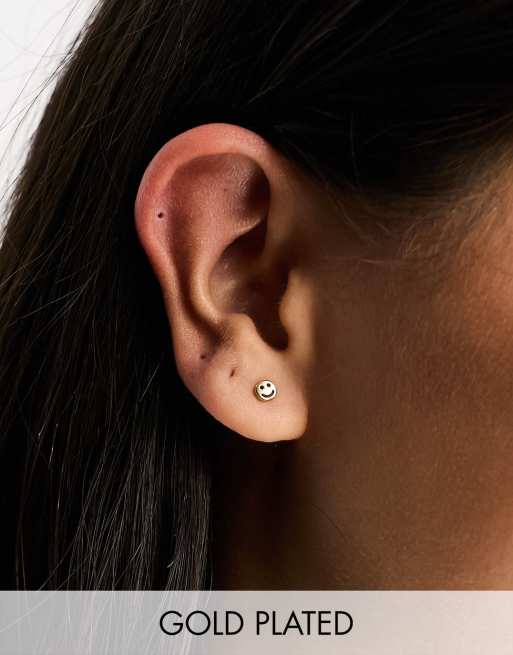 Seol + Gold - Boucles d'oreilles smiley en vermeil et or 18 carats 