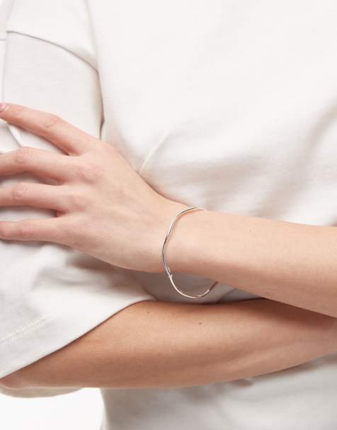 Seol + Gold - Bracciale rigido ondulato in argento sterling - view 1