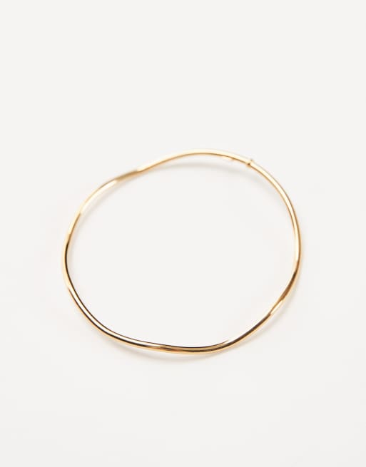 Seol + Gold - Bracciale rigido placcato oro 18 k ondulato, 2 di 3