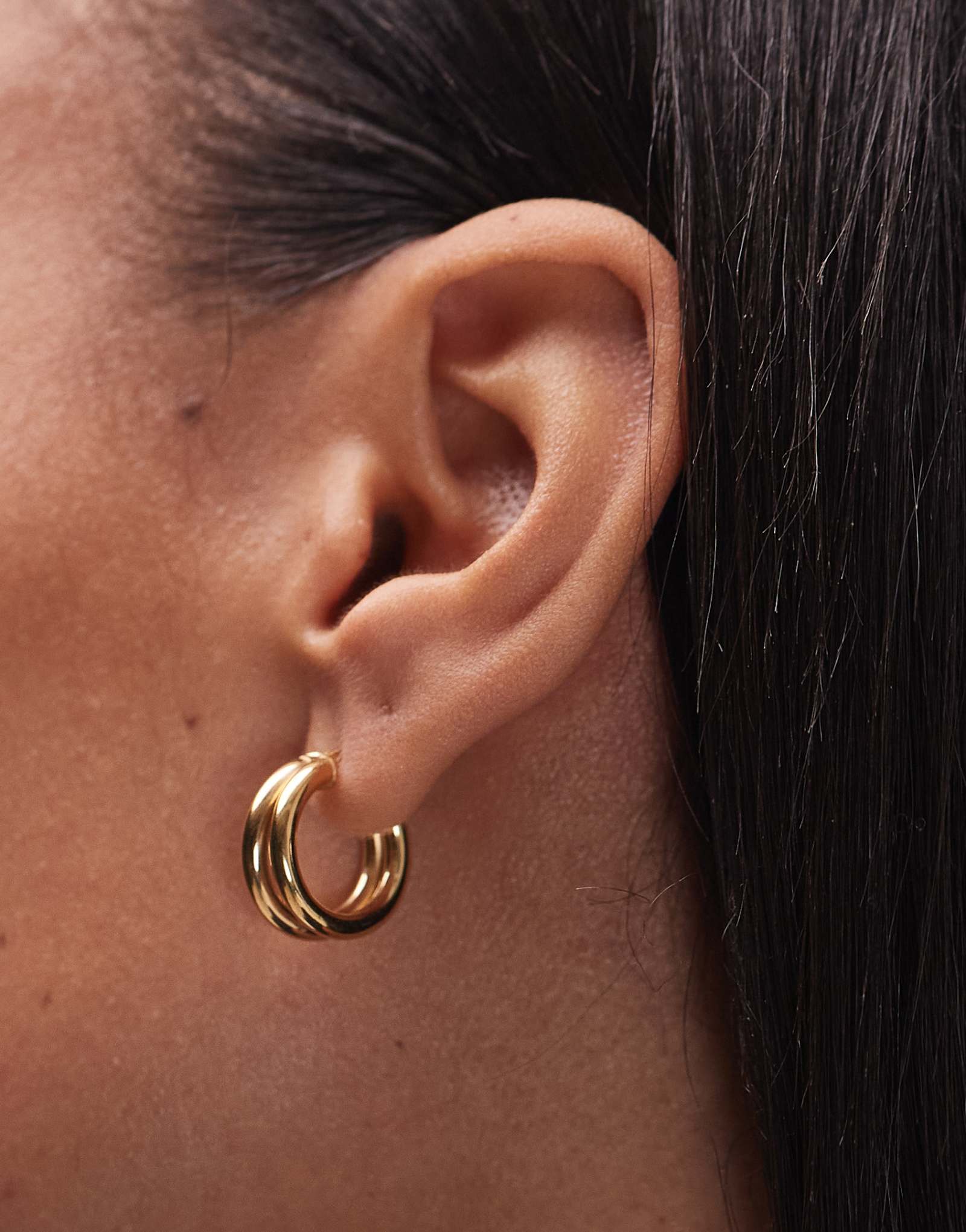 Массивные серьги-кольца Seol + Gold с двойным кольцом из 18-каратного золота vermeil