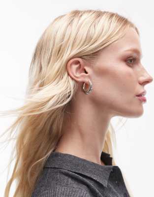 Seol + Gold - Chunky hoop-øreringe med rebdesign i sterlingsølv - view 1
