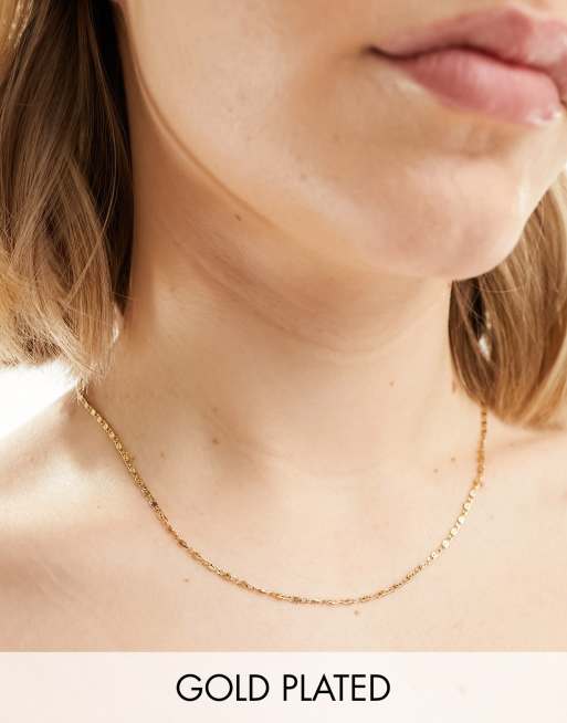 Seol + Gold - Collana a catenina attorcigliata fine placcata in oro 18 ct da 16-18“