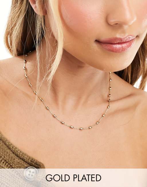 Seol + Gold - Collana a catenina placcata in oro 18 ct con perline 