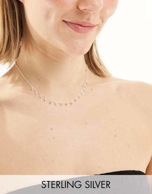 Seol + Gold - Collana in argento sterling con ciondoli di zirconia cubica
