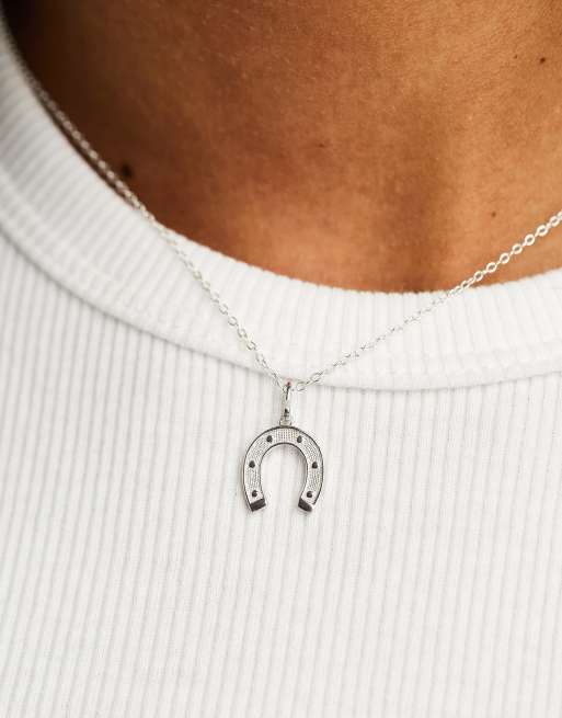 Collana Cavallo E Ragazza In Argento Sterling 925 - Ciondolo Ferro Di Cavallo, Regallo Per Appassionati