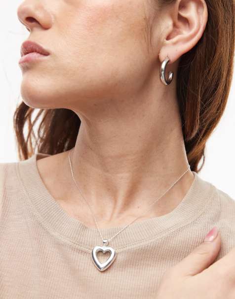 Seol + Gold - Collana in argento sterling con pendente a forma di cuore bombato - view 1