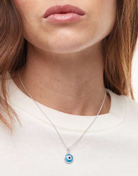Seol + Gold - Collana in argento sterling con pendente a forma di occhio greco in vetro - view 1