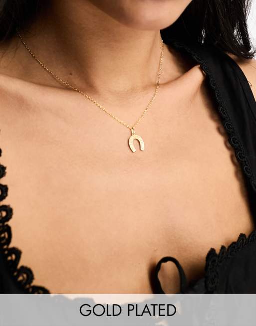 Seol + Gold - Collana placcata oro 18 k con pendente a forma di ferro di  cavallo