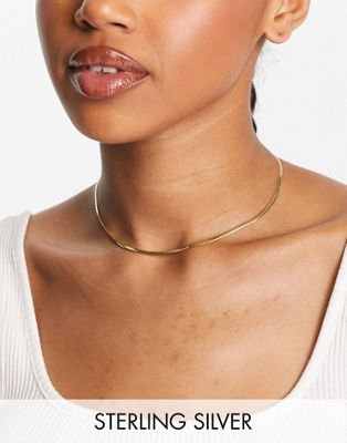 Seol + Gold 18ct gold vermeil herringbone chain necklace - ASOS Price Checker
