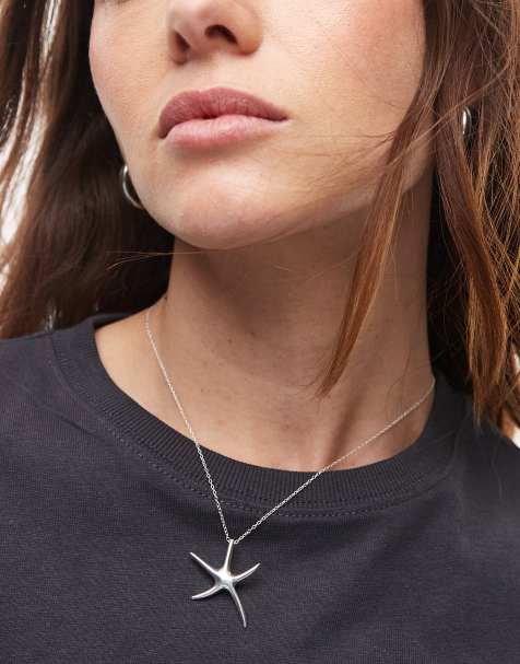 Seol + Gold - Collier en argent massif avec étoile de mer - view 1