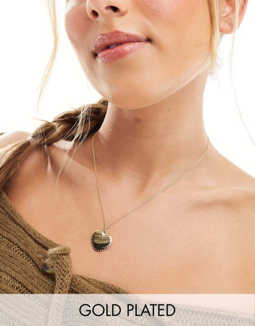Seol + Gold - Collier en vermeil plaqué or 18 carats avec pendentif cœur à perles