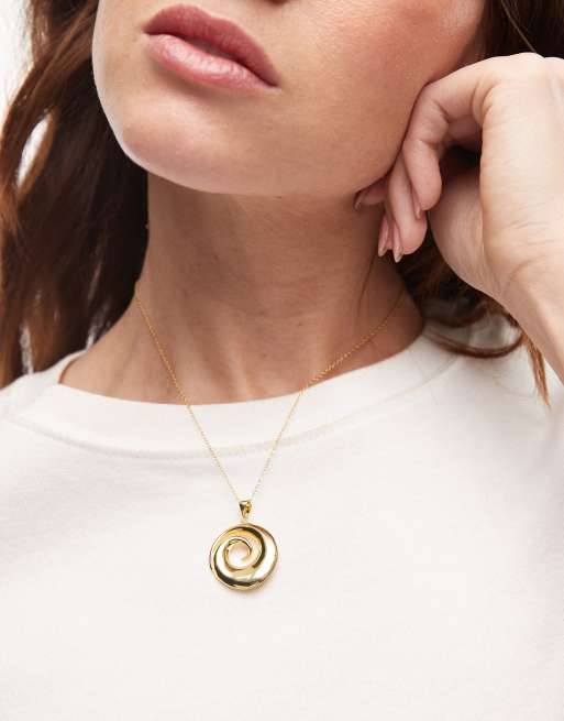 Seol + Gold - Collier en vermeil plaqué or 18 carats avec pendentif spirale
