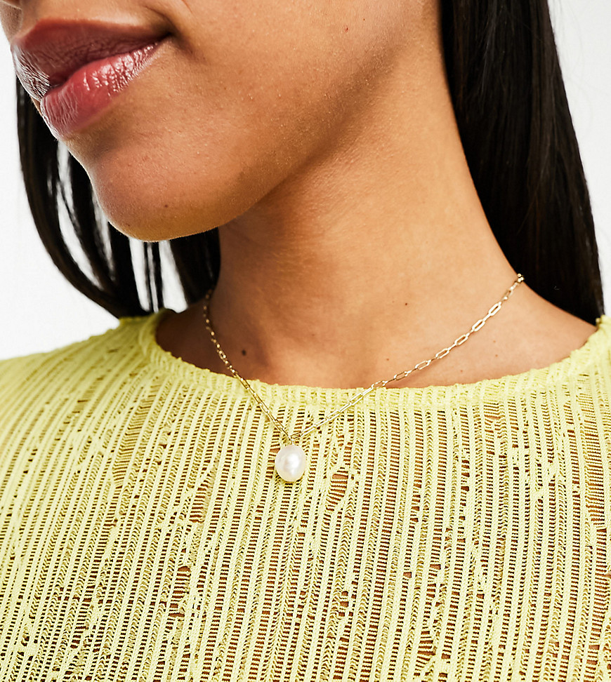 Seol + Gold - Collier en vermeil plaqué or 18 carats avec perle style baroque-Doré