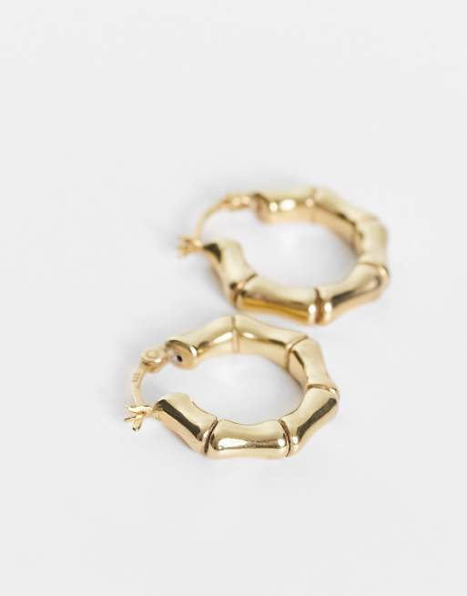 Seol + Gold  Creolen aus 18-kartigem Goldvermeil mit Bambus-Design | ASOS