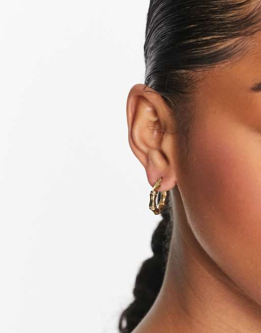 Seol + Gold  Creolen aus 18-kartigem Goldvermeil mit Bambus-Design | ASOS