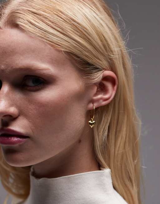 Seol + Gold - Créoles en vermeil plaqué or 18 carats avec pendentif cœur