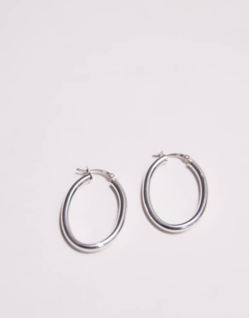 Boucles D'oreilles Ovales Argent Vintage – Créoles Cubique Zircon, Style Dormeuses