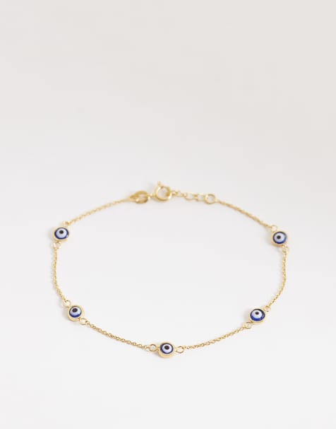 Seol + Gold enamel evil eye bracelet in 18ct gold vermeil - view 1