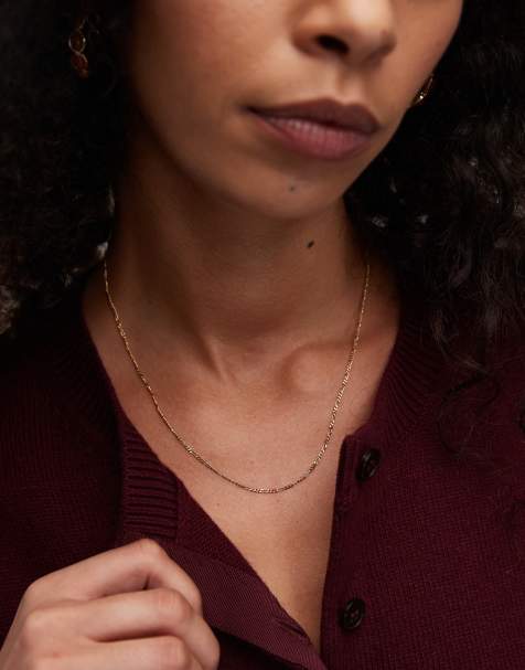 Seol + Gold fine figaro chain necklace in 18ct gold vermeil - view 1