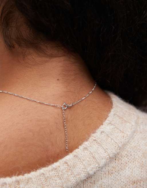 Seol Gold fine figaro chain necklace in sterling silver ASOS