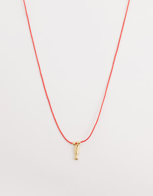 Seol + Gold Fish Pendant Cord Necklace In Gold