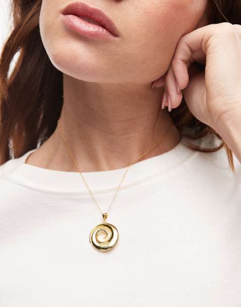 Seol + Gold - Halskæde med spiralformet vedhæng og 18 k guldbelægning - view 1