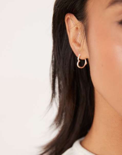 Seol + Gold heart hoop earrings in sterling silver - view 1