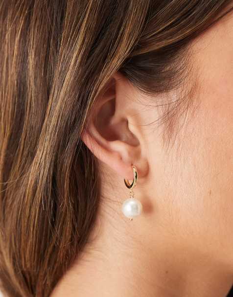 Seol + Gold - Hoop-øreringe med perlevedhæng og 18 k guldbelægning - view 1