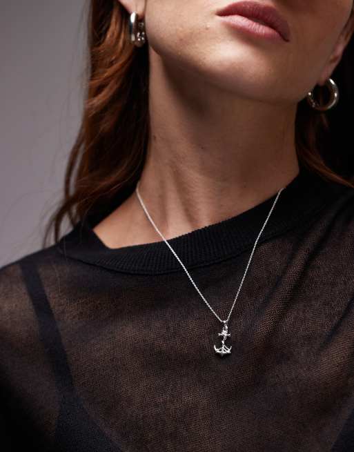 Seol + Gold - Ketting met ankerhanger in sterling zilver 