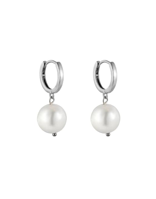 Seol + Gold – Kleine Creolen aus Sterlingsilber mit Perlenanhänger, 4 von 4