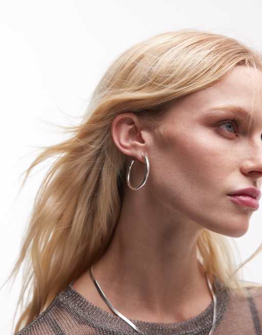 Seol + Gold – Öppna creoler med stift i sterlingsilver 