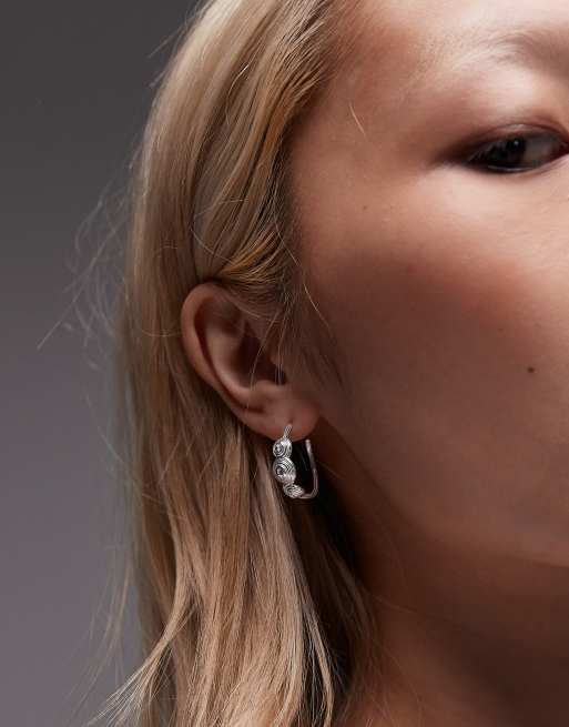 Seol + Gold - Orecchini a bottone a cerchio aperto in argento sterling con spirali