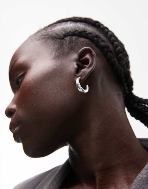 Seol + Gold - Orecchini a bottone a semicerchio bombati in argento sterling