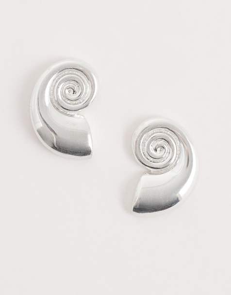 Seol + Gold - Orecchini a bottone in argento sterling a forma di conchiglia - view 1