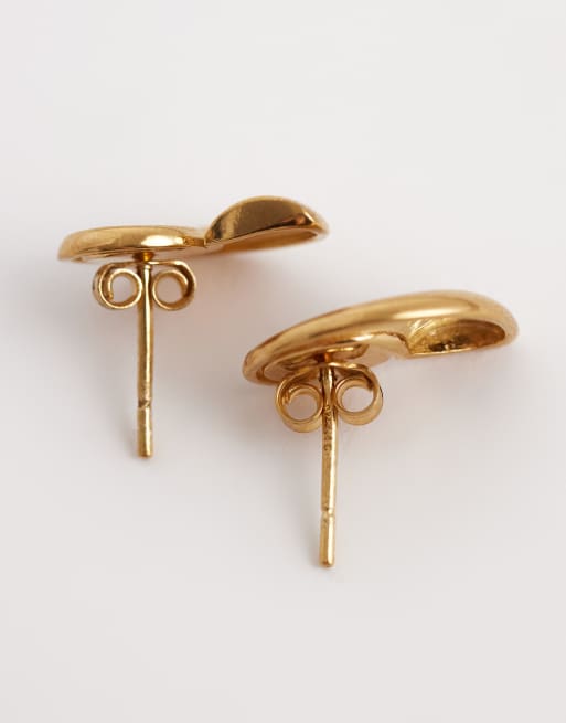 Seol + Gold - Orecchini a bottone in oro vermeil 18 kt a forma di conchiglia, 3 di 4