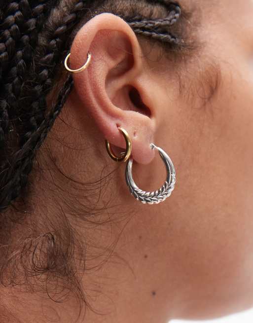 Seol + Gold - Orecchini a cerchio in argento sterling placcati con intreccio 