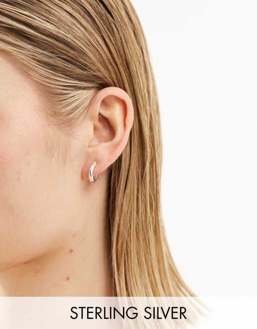 Seol + Gold - Orecchini a cerchio in argento sterling spessi 14 mm stile creolo