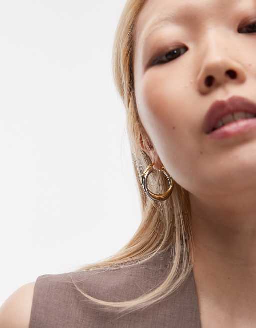 Seol + Gold - Orecchini a cerchio in metallo misto argento sterling e oro vermeil 18 k