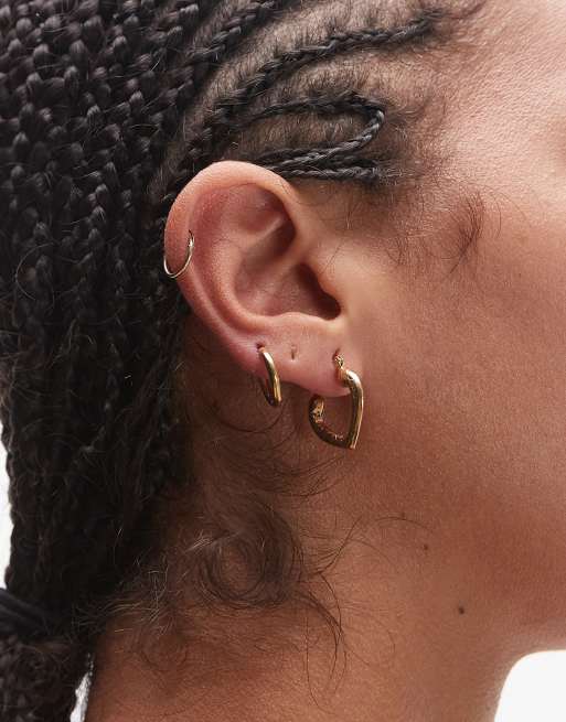 Seol + Gold - Orecchini a cerchio in oro vermeil 18 kt a forma di cuori 
