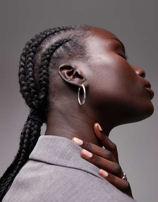 Seol + Gold - Orecchini a cerchio ovali in argento sterling stile vintage