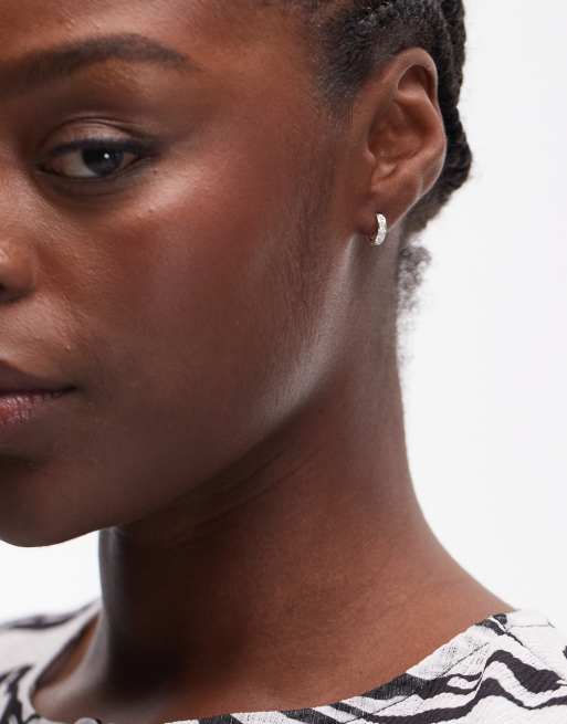 Seol + Gold - Orecchini a cerchio piccoli in argento sterling con zirconia cubica 