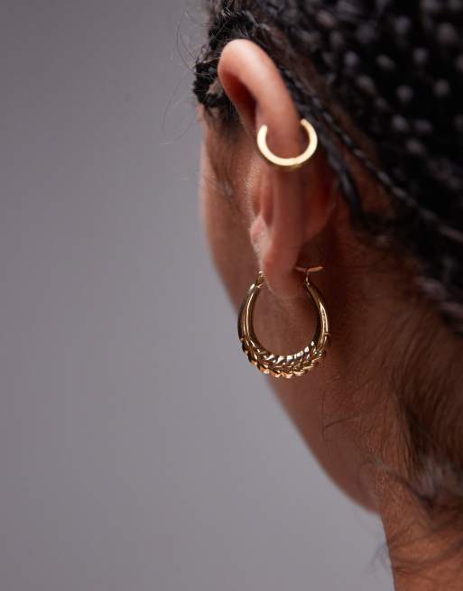 Seol + Gold - Orecchini a cerchio placcati in oro vermeil 18 kt con intreccio 