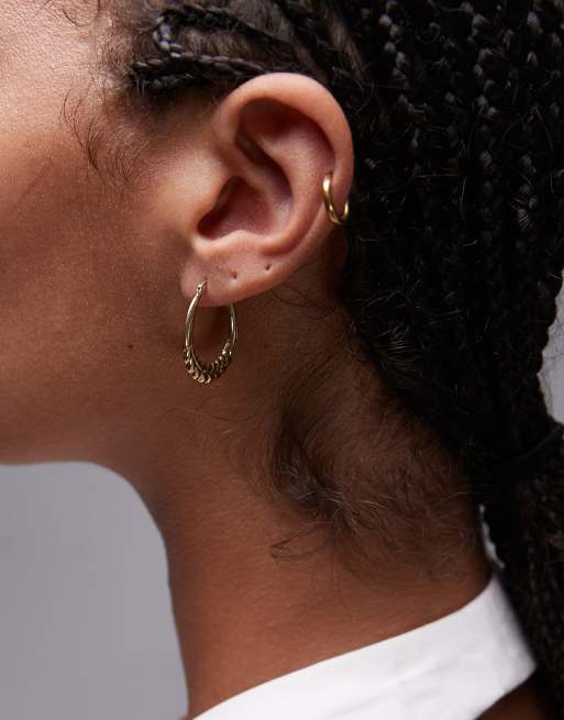 Seol + Gold - Orecchini a cerchio placcati in oro vermeil 18 kt con intreccio , 2 di 4