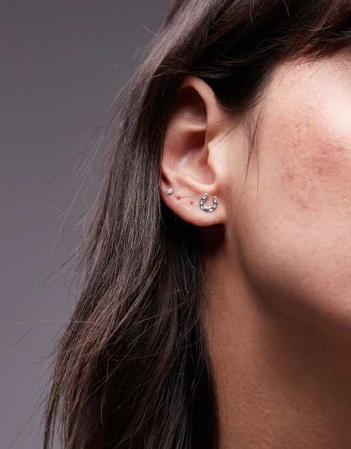 Seol + Gold - Orecchini in argento sterling a forma di ferro di cavallo