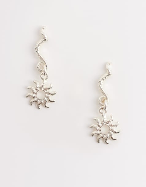 Seol + Gold - Orecchini in argento sterling con pendente a forma di sole - view 1