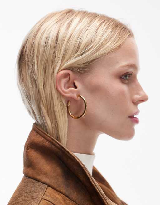 Seol + Gold - Orecchini mezzo cerchio in argento sterling placcato oro 18 ct 