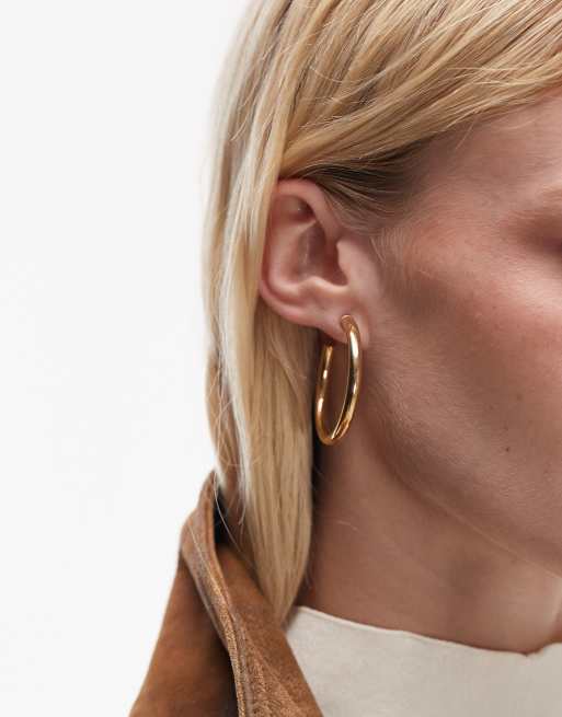 Seol + Gold - Orecchini mezzo cerchio in argento sterling placcato oro 18 ct , 4 di 4