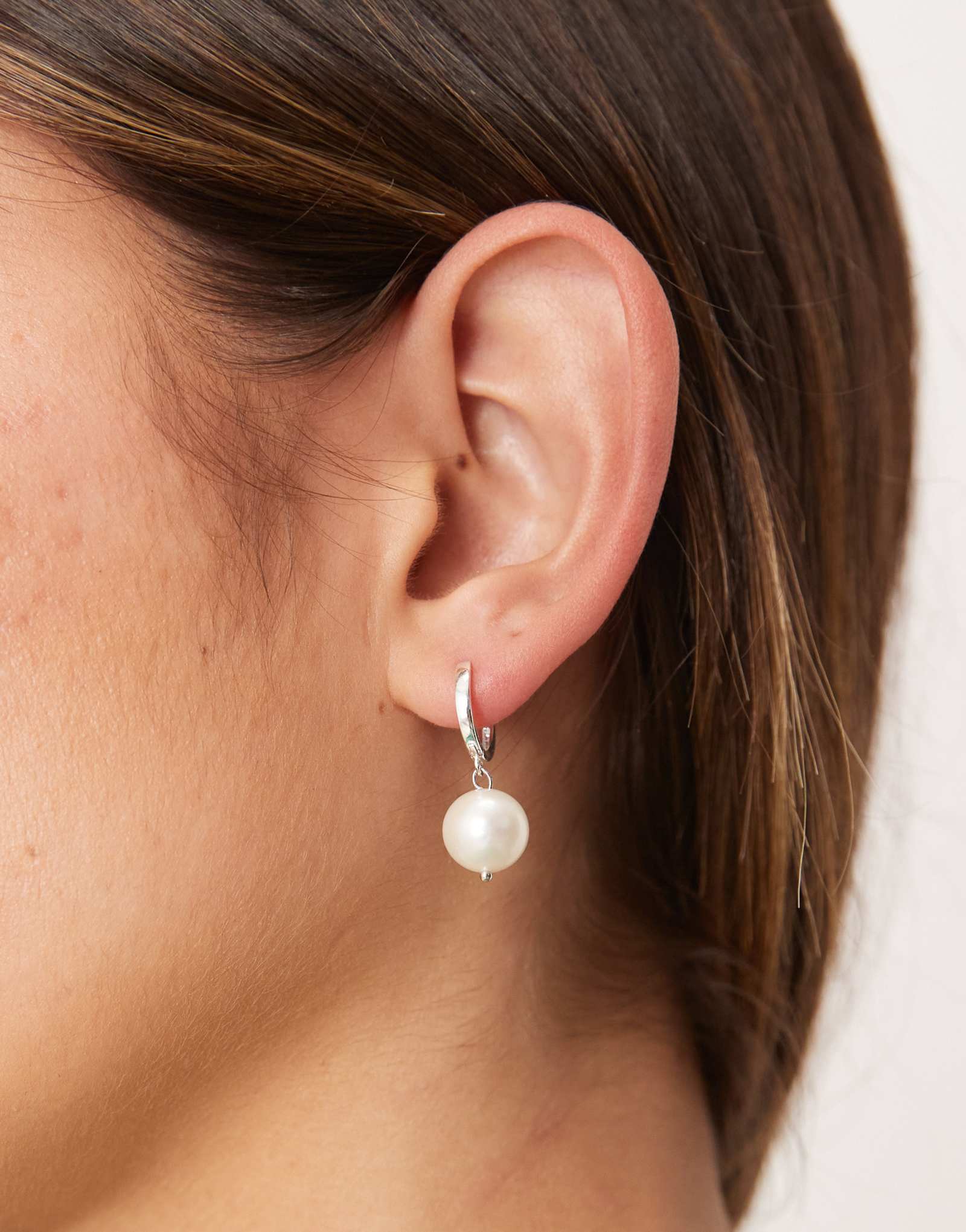 Серьги-кольца Seol + Gold pearl drop из чистого серебра